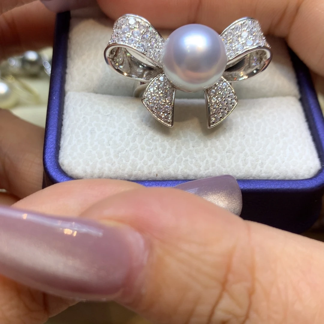 银S925镶嵌戒指海水珍珠