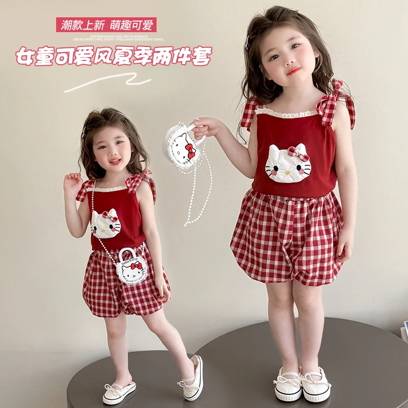 女童套装夏装薄款宝宝小女孩炸街洋气韩范休闲小孩儿童两件套吊带