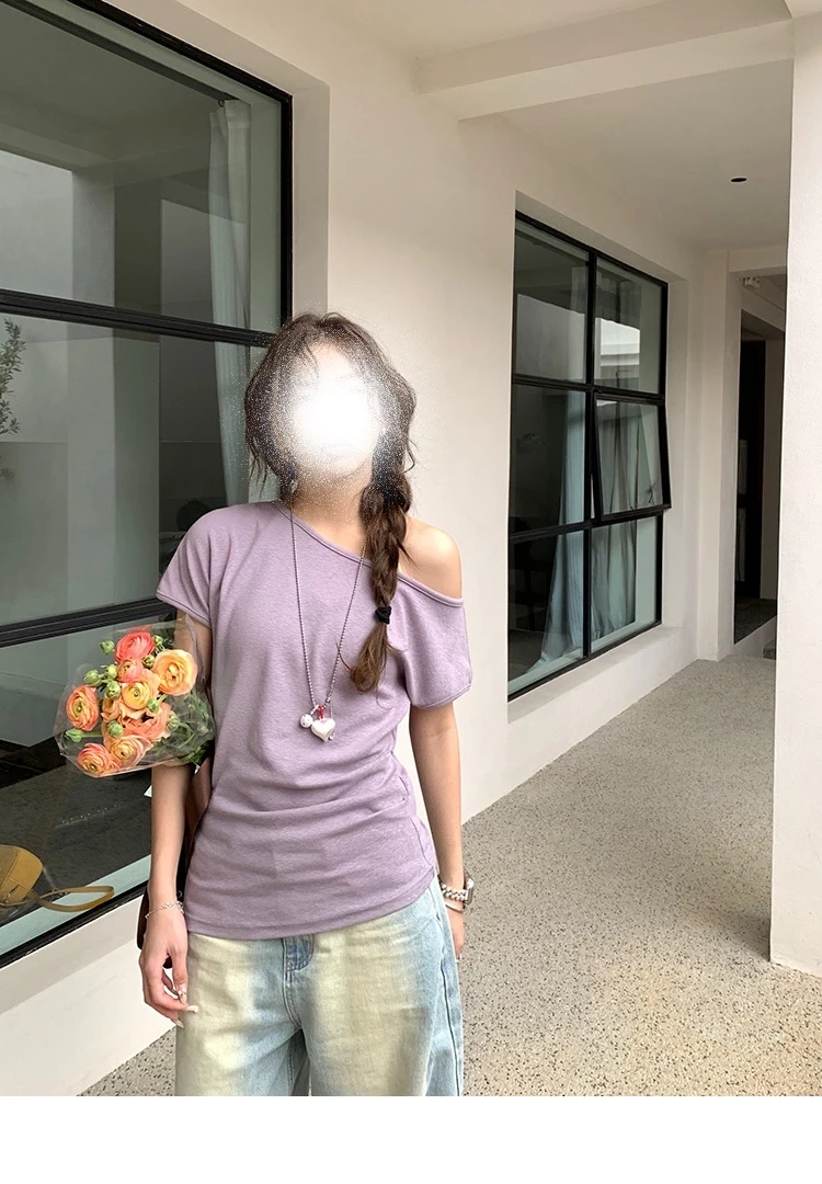 "馥郁的呼吸" 双层花边V领绑带百搭减龄T恤上衣