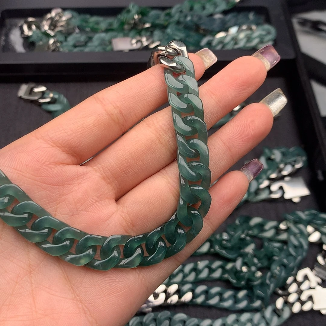 乌***者翡翠未镶嵌手链翡翠