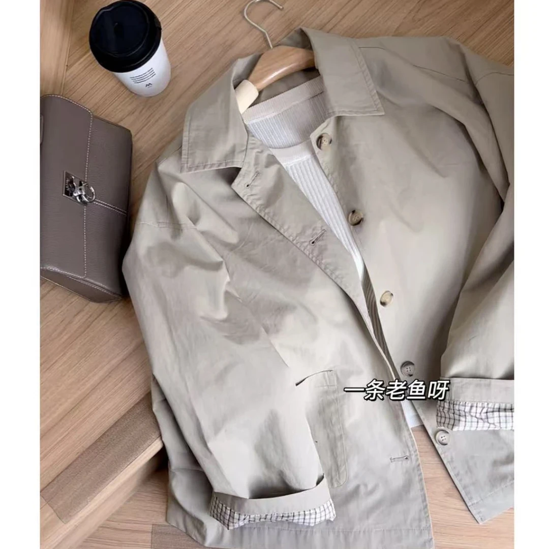 R No退No换春季新款风衣外套女 韩版气质百搭