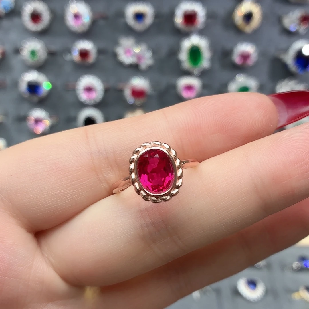 925银培育卢比来色宝石