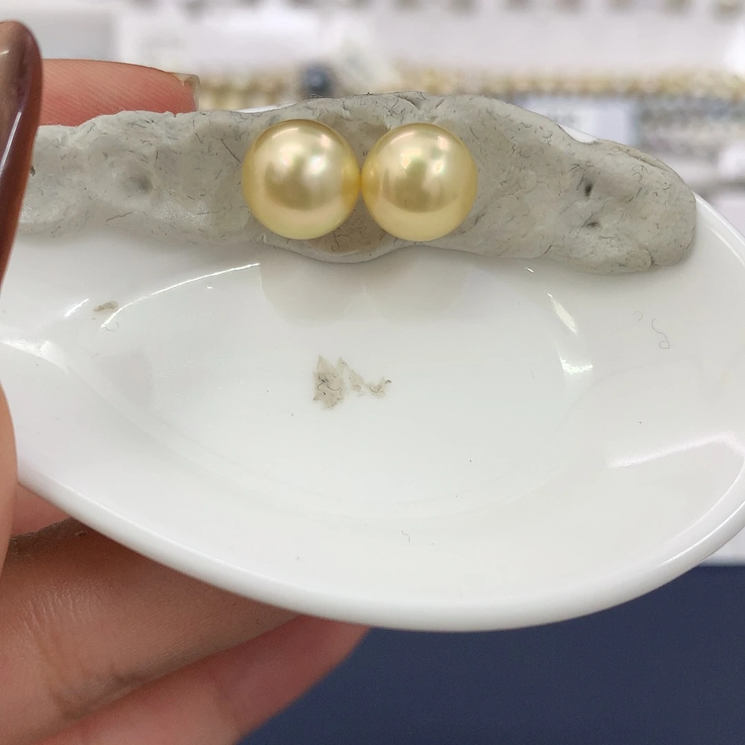 定制海水珍珠未镶嵌发饰金珠浅金9-10mm