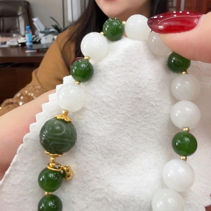 和田玉银S925镶嵌手链设计款手串
