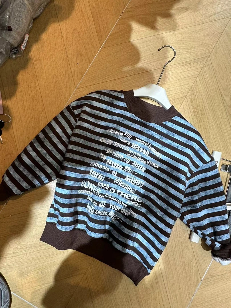 秋冬条纹厚款韩版B类男休闲卫衣时尚大童