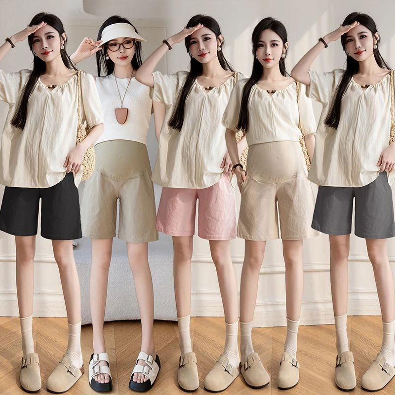 2025夏季新款孕妇蜂窝腰短裤无调节外穿短裤轻薄透气时尚显瘦短裤