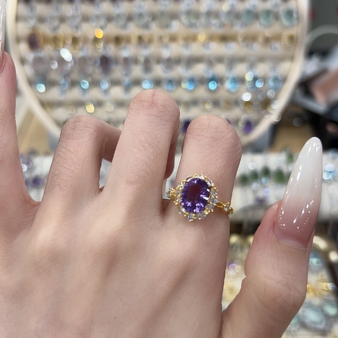 少***我紫晶戒指银S925镶嵌