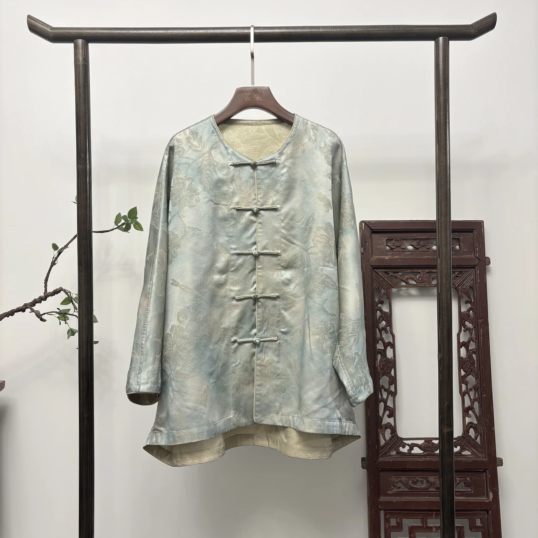 【婵音】新中式45姆蚕丝双面穿外套国风夏季上衣W50175