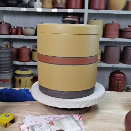 紫砂茶叶罐八饼装茶叶罐素面2