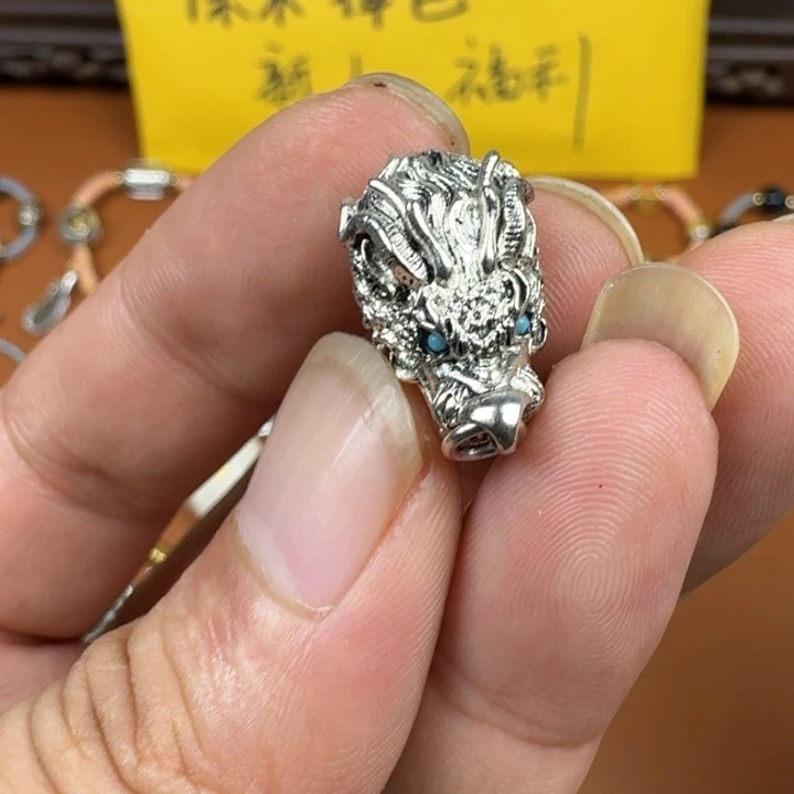 合成碳硅石铜合金文玩配饰龙头三通
