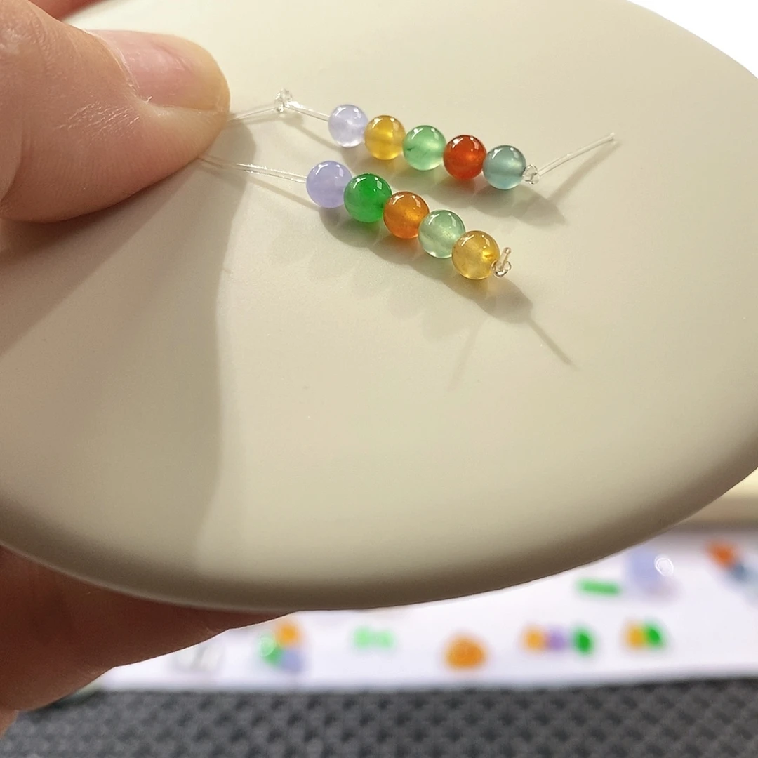 翡翠裸石冰彩虹珠子任选一条