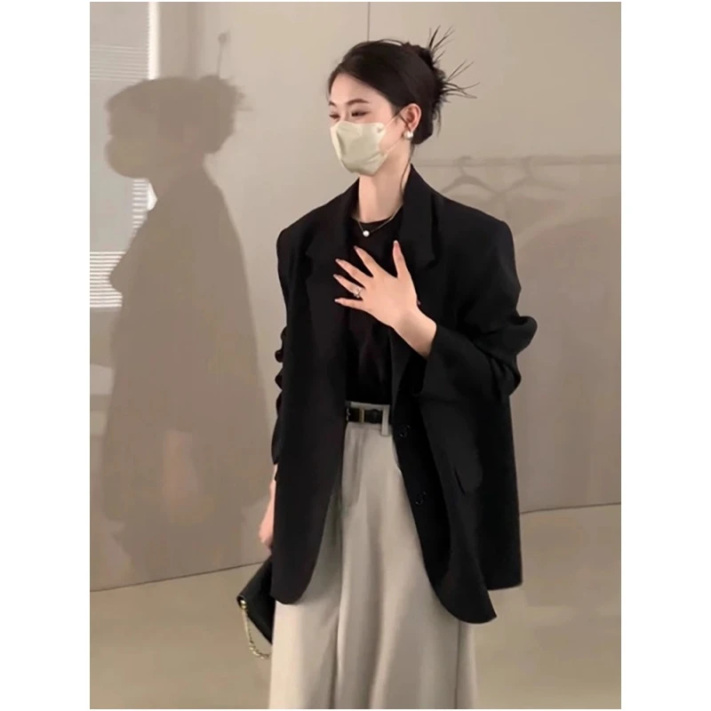 高级感黑色气质西装外套女2025新款春秋季小个子休闲宽松韩版西服