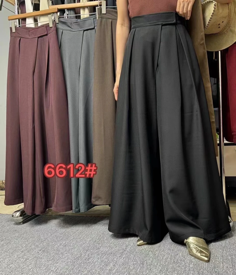 【工厂直发】魔术贴西装阔腿裤女早春高腰显瘦宽松大裤脚垂感拖地裤