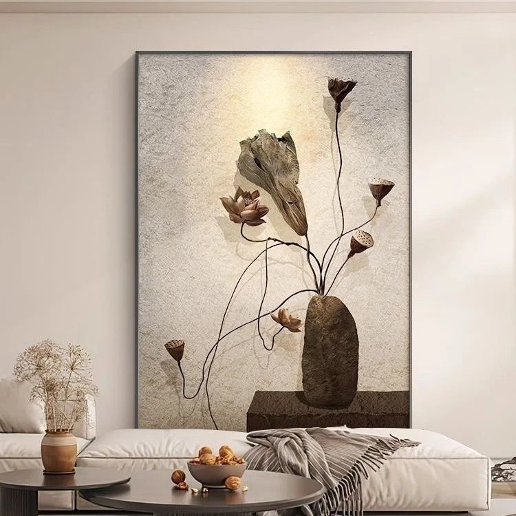 【陌上花开】砂岩肌理感玄关 客厅 餐厅装饰画