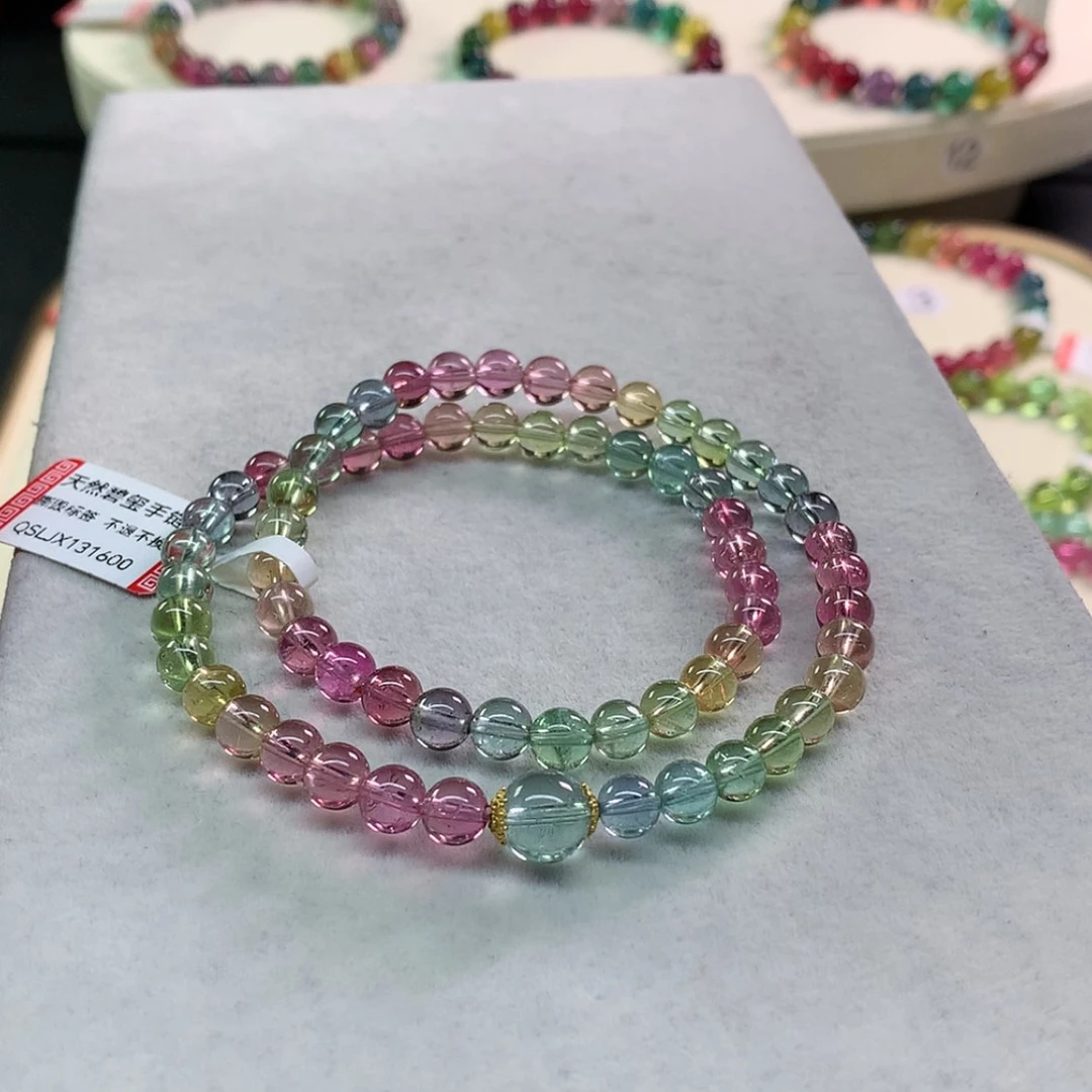 【闪购商品】碧玺手链未镶嵌碧玺荧光人鱼多圈5.8