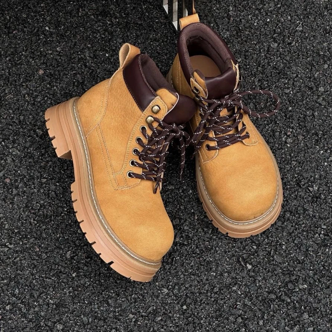 马丁靴女士真皮大黄靴休闲户外职场休闲风时尚百搭