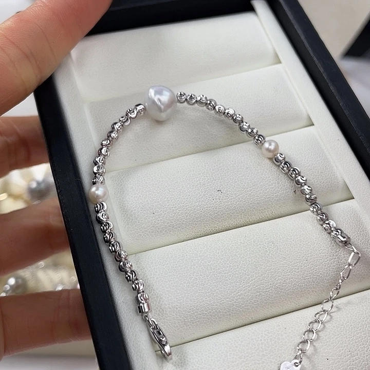 海水珍珠银S925镶嵌手绳