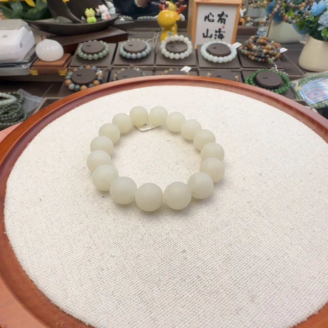 和田玉未镶嵌手链卡12且末金山白玉哑光色，11