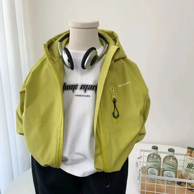 休闲风春秋防风休闲男冲锋衣秋装秋季城市机能风儿童连帽韩版秋款