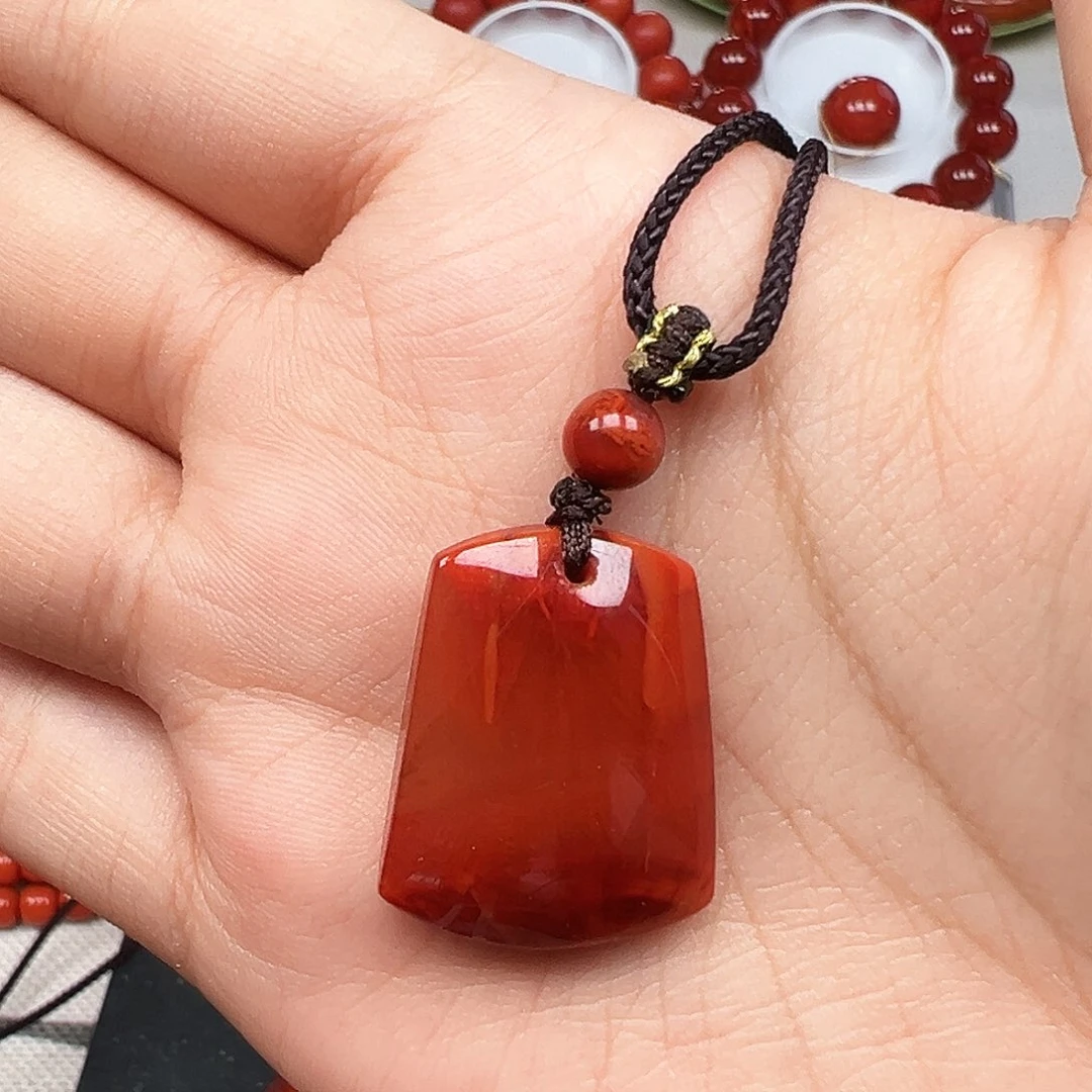南红玛瑙未镶嵌项链精品 瓦西无事牌