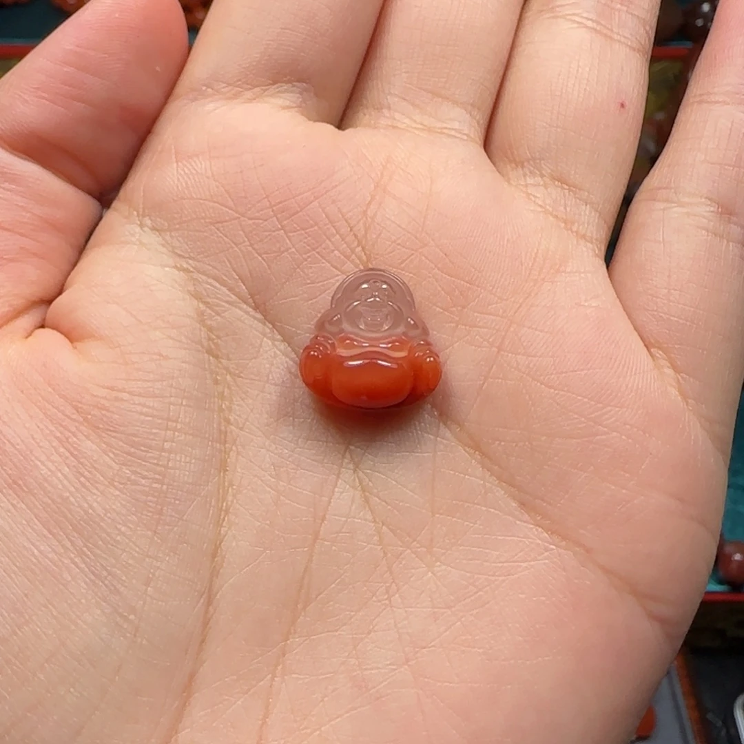 南红玛瑙未镶嵌冰飘弥勒吊坠