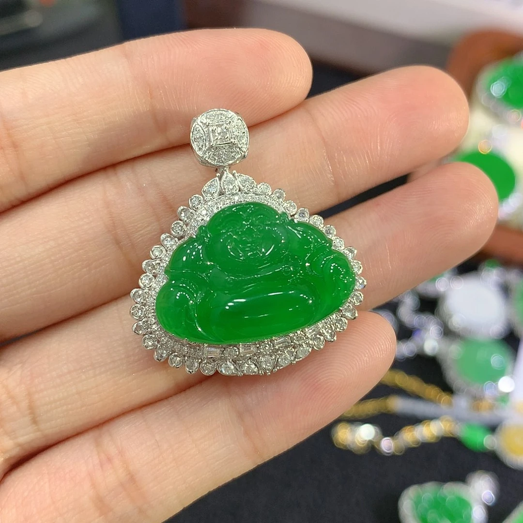 【闪购商品】吊坠(不含链)18K金镶嵌翡翠佛公