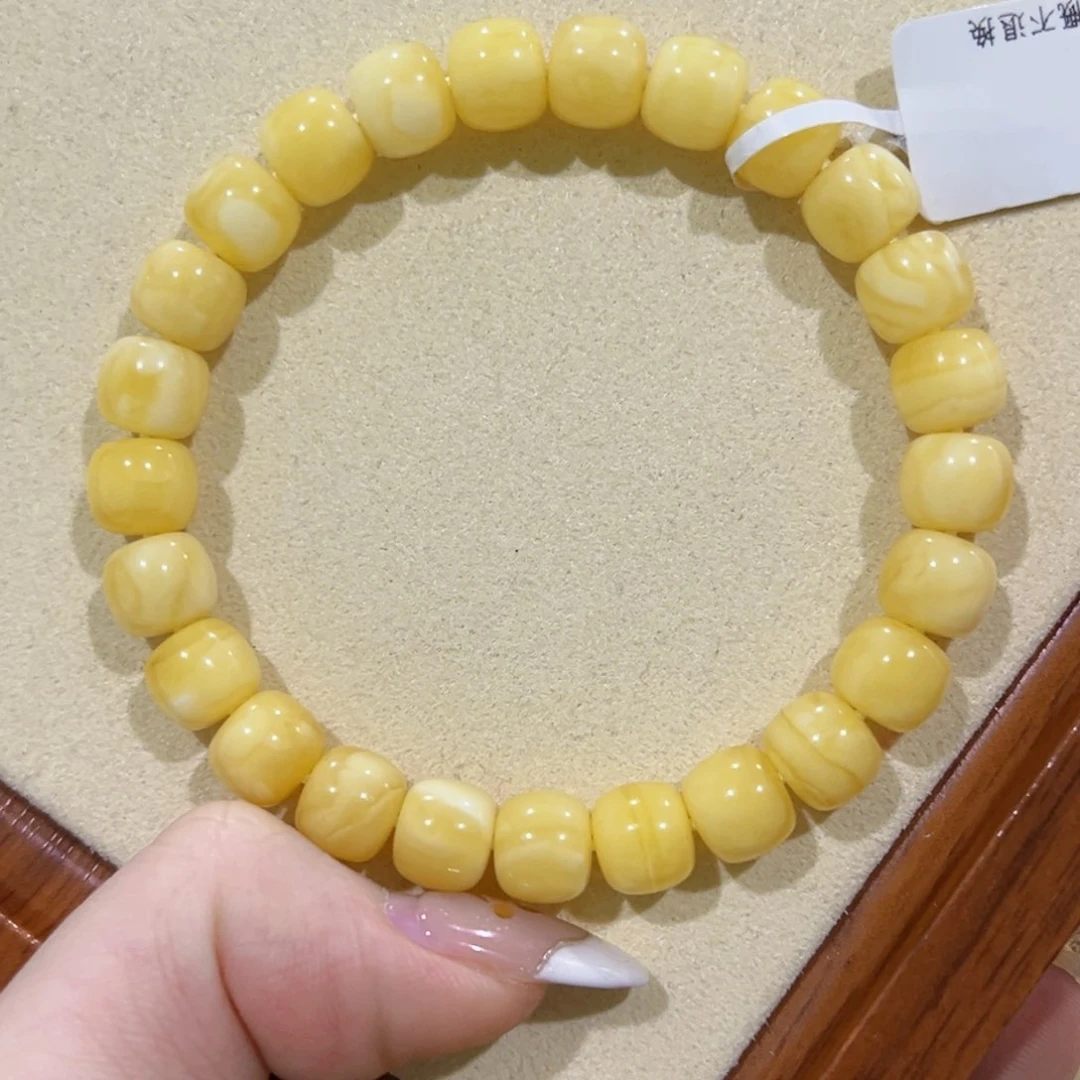 蜜蜡手链未镶嵌8.8m满蜡奶黄 漏