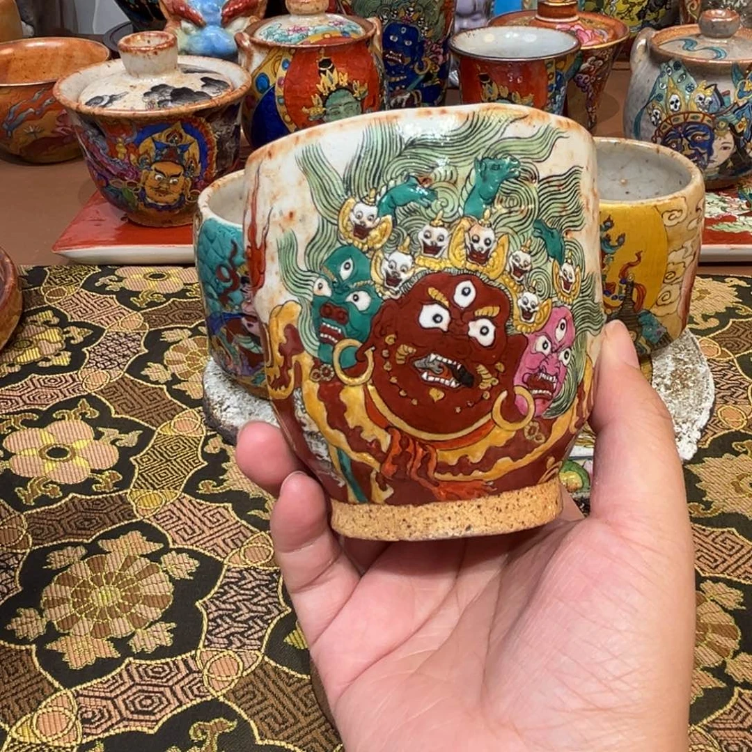 手工手绘马头明王茶杯