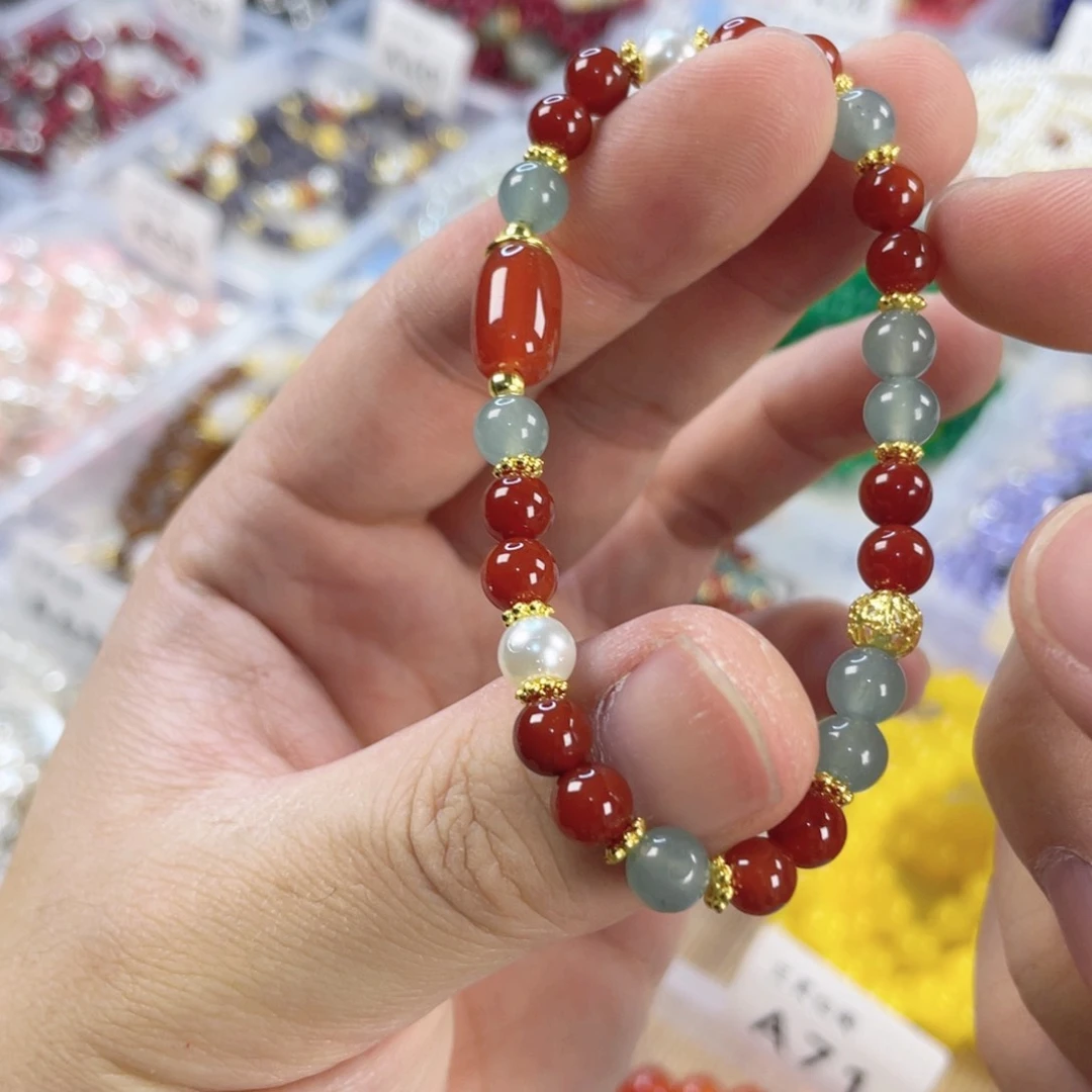 玛瑙手饰银S925镀金镶嵌