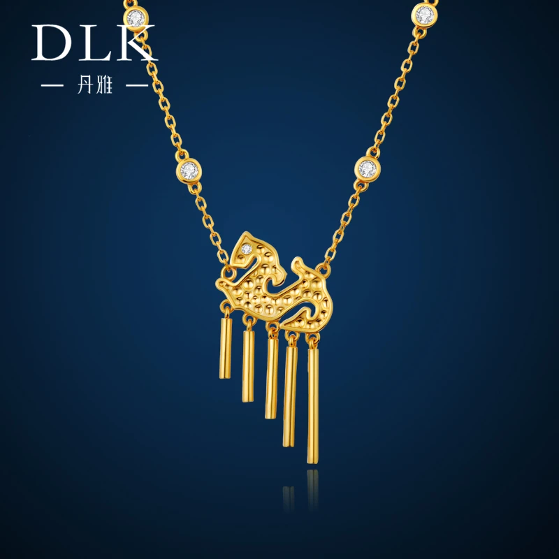DLK 铜合金项链 夔龙流苏项链女新中式锁骨链文物联名时尚气质