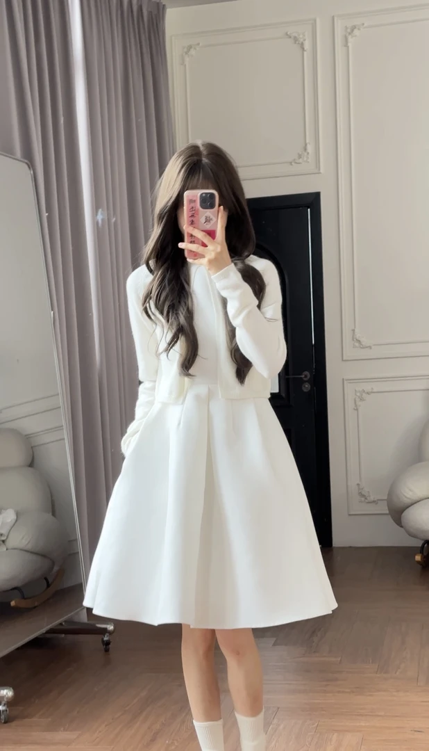 小小仟 无袖收腰赫本裙/显瘦设计感中长款立体A字裙摆连衣裙女