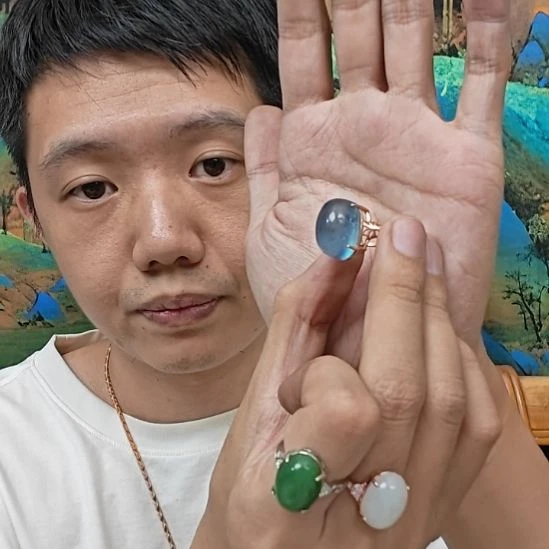 海蓝宝石戒圈银S925镶嵌?