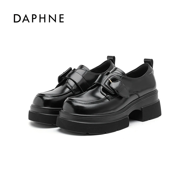 Daphne/达芙妮女鞋2025秋季新款乐福鞋粗跟增高英伦风时尚百搭