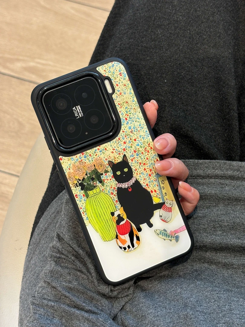 适用于华为小米oppo花瓶黑猫苹果vivo大孔可爱手机壳长