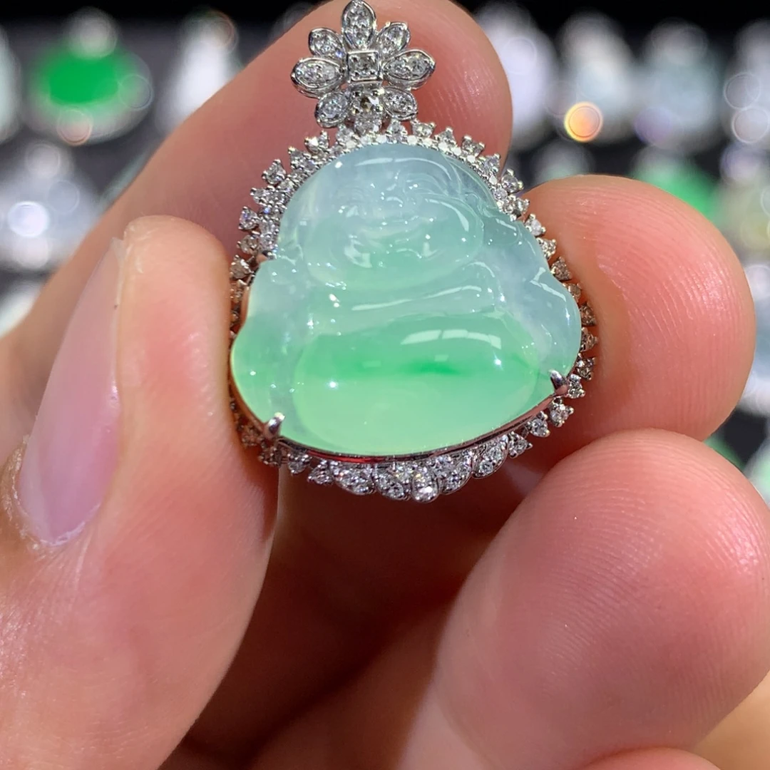 翡翠18K金镶嵌吊坠(不含链)签收后48小时鉴赏期