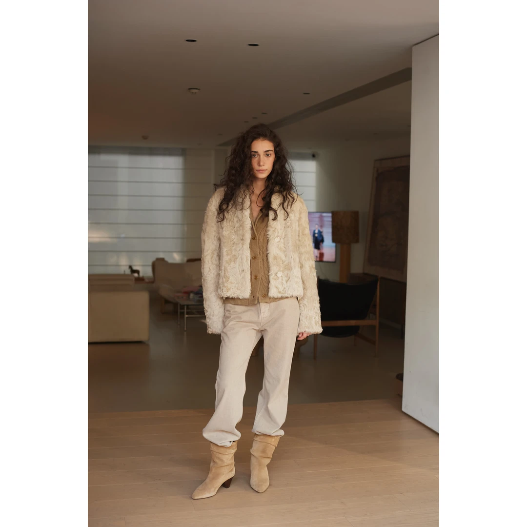 FOREVERCAN“北威尔士”小湖羊皮毛一体廓形皮草外套FC57500