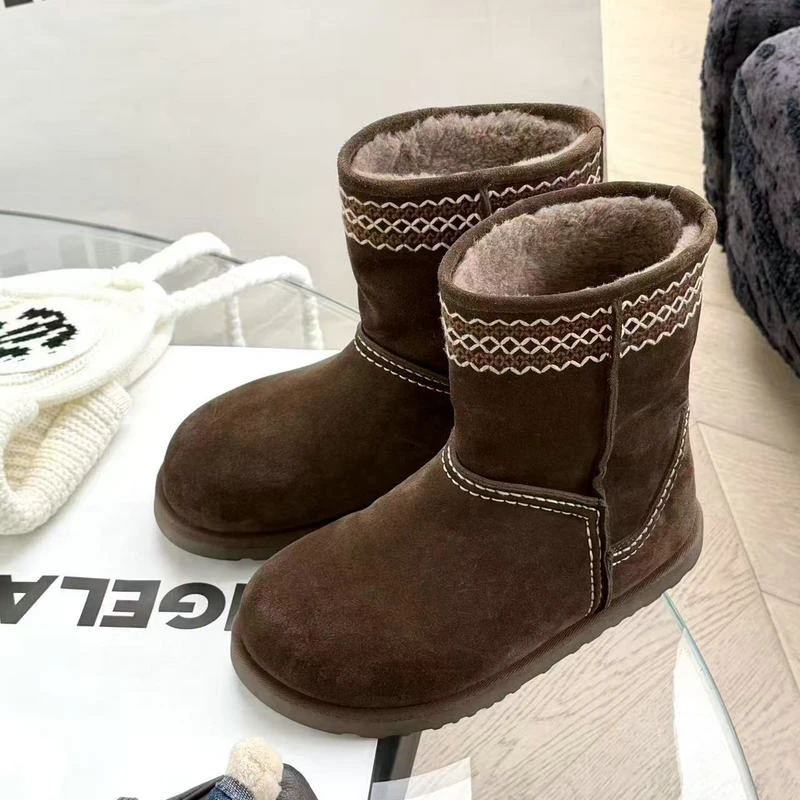 诗歌兰2025新款加绒厚底雪地靴百搭休闲保暖棉靴9900-1（06105-1）