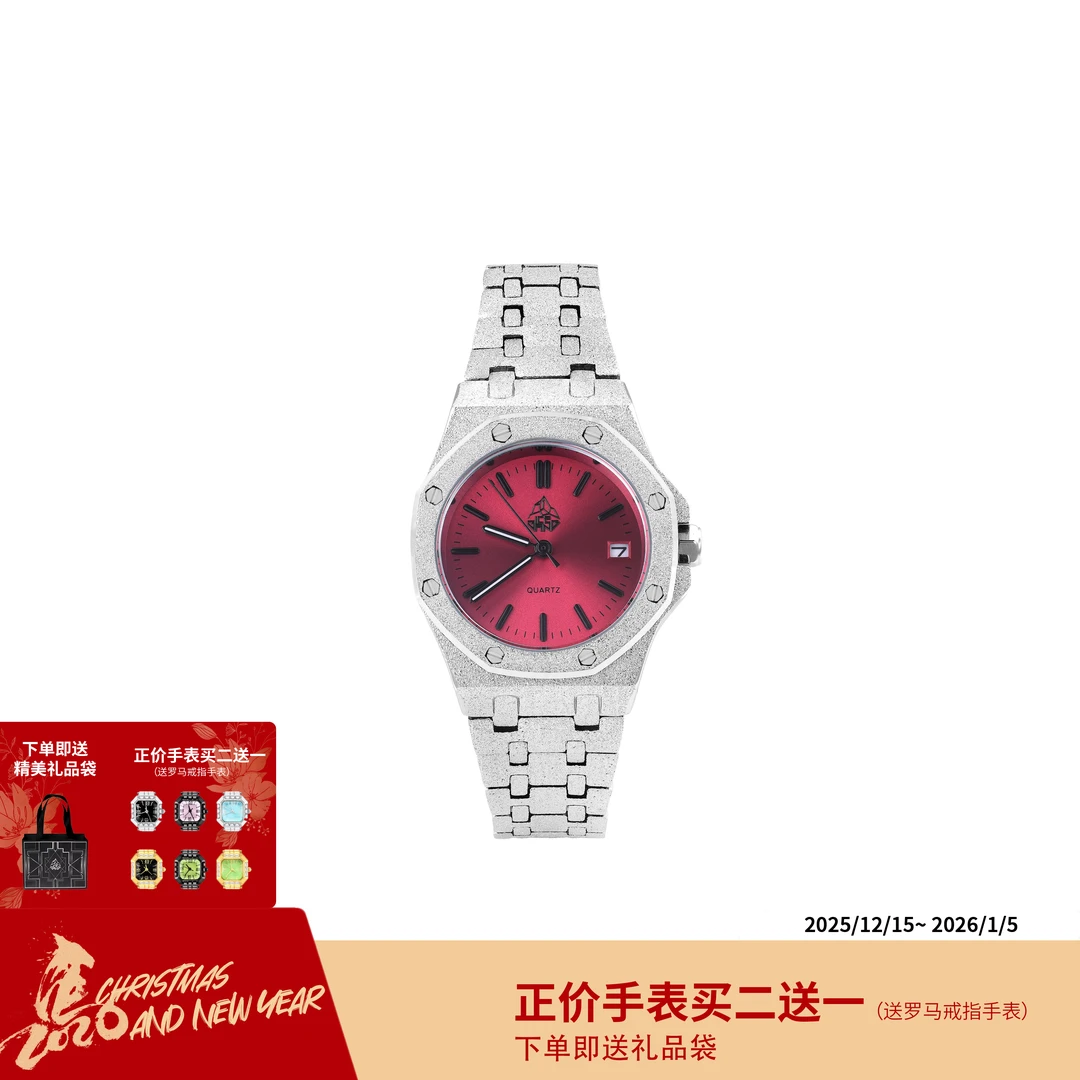 ICEGANG原创华夫格系列粉白磨砂霜金腕表小表盘女款气质潮流个性