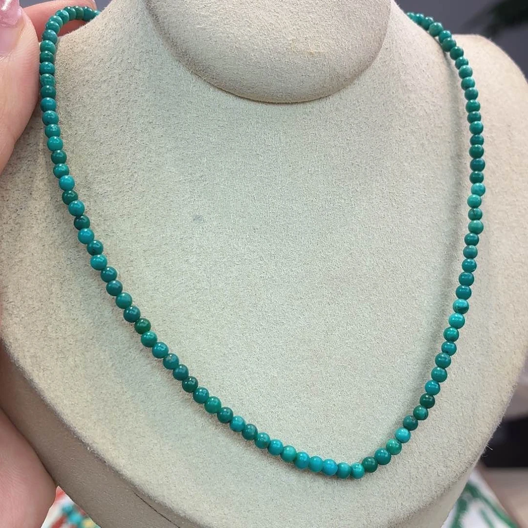 绿松石银S925镀金镶嵌颈饰