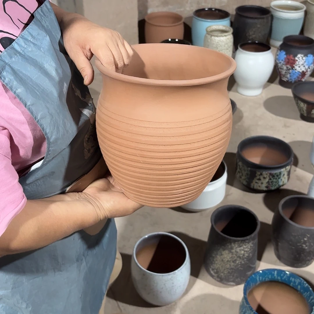 紫砂花盆口21高23
