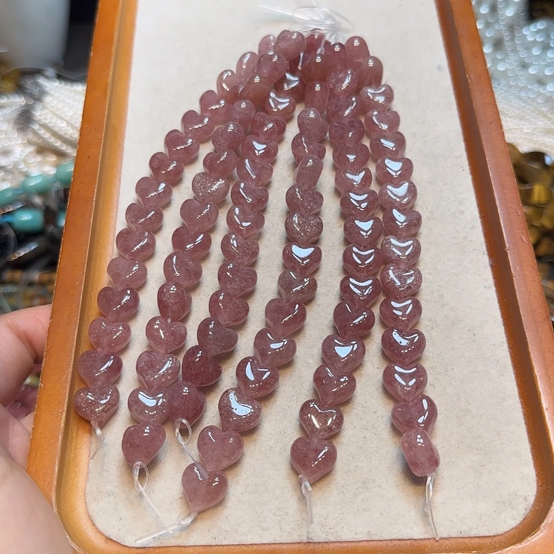 玛瑙/玉髓合金珠宝半成品12mm草莓晶屁桃爱心