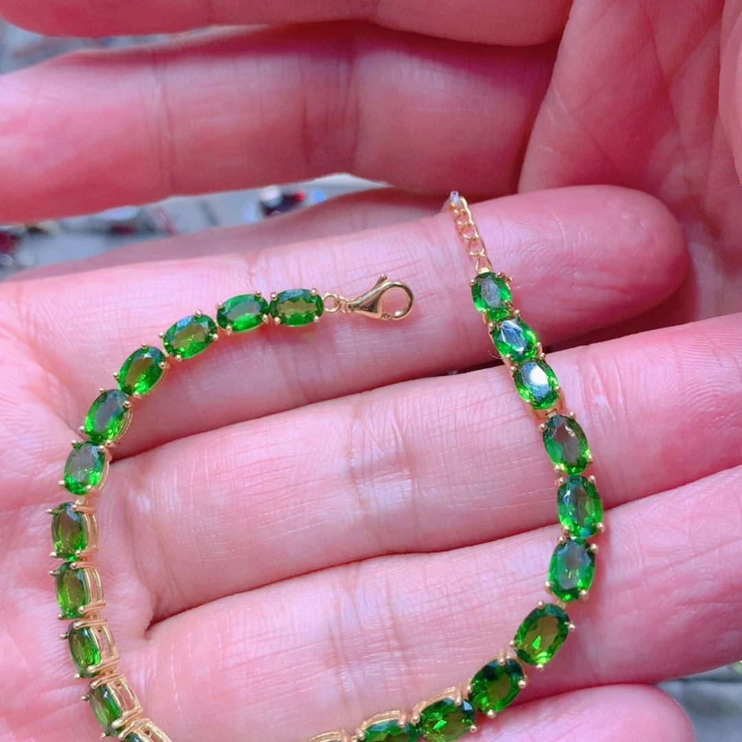 手链透辉石银S925镶嵌