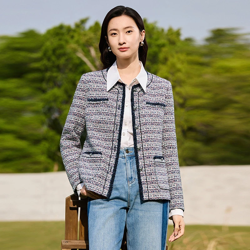 【婷婷专属】小香风气质高级感通勤秋款重工长袖圆领外套女