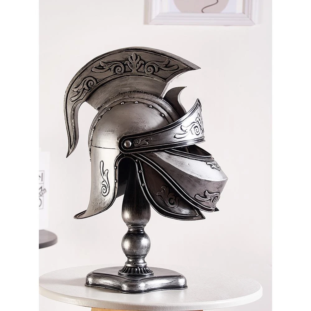 铁艺古罗马士兵中世纪骑士头盔甲摆件欧洲武士美式欧式复古装饰品