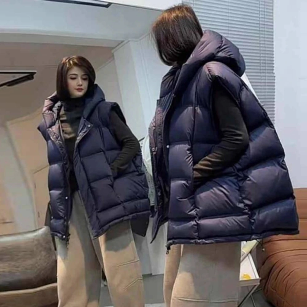 秋冬坎肩老钱风马甲女款2025新款外穿背心高级感慵懒连帽马夹上衣