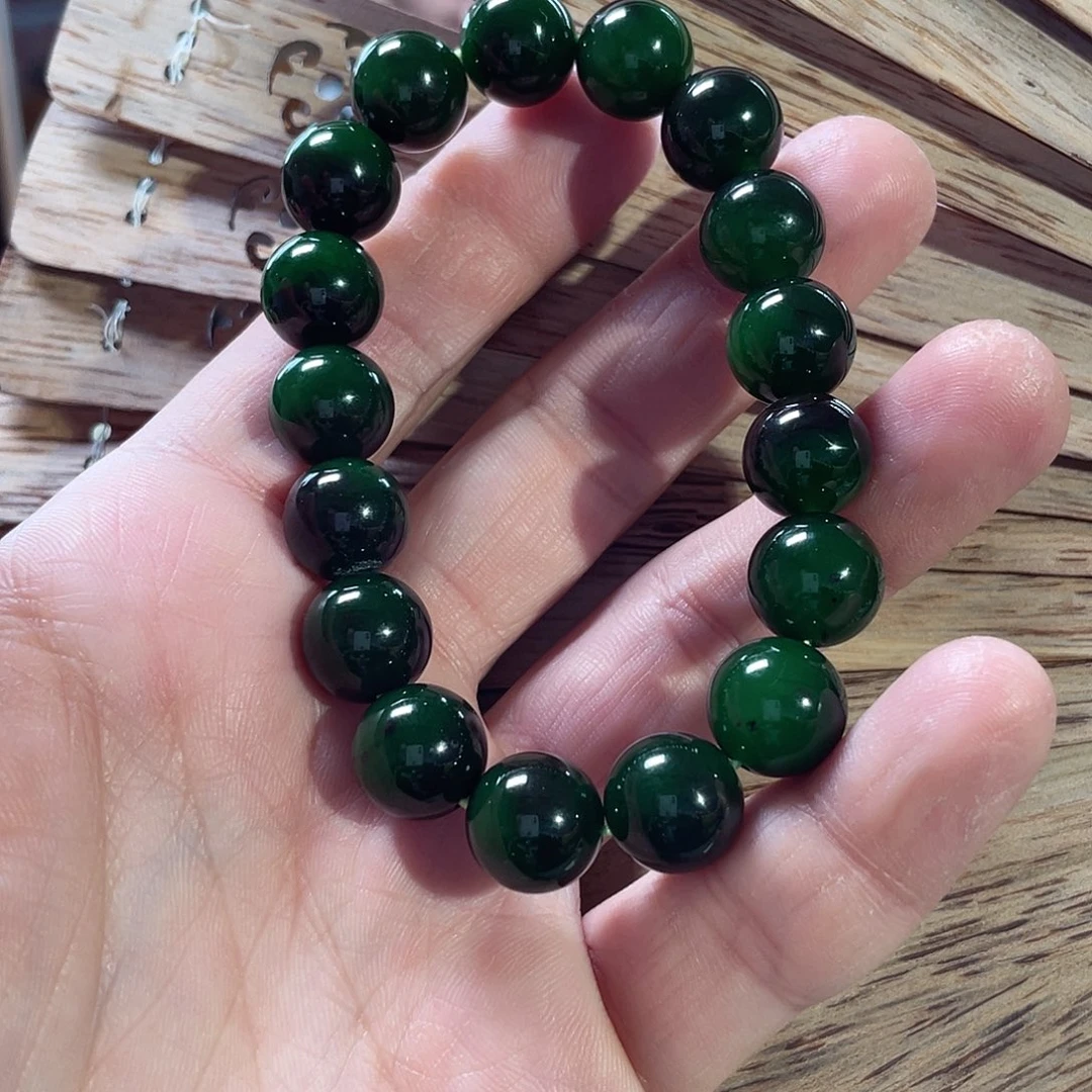 和田玉手串未镶嵌常***福12圆珠