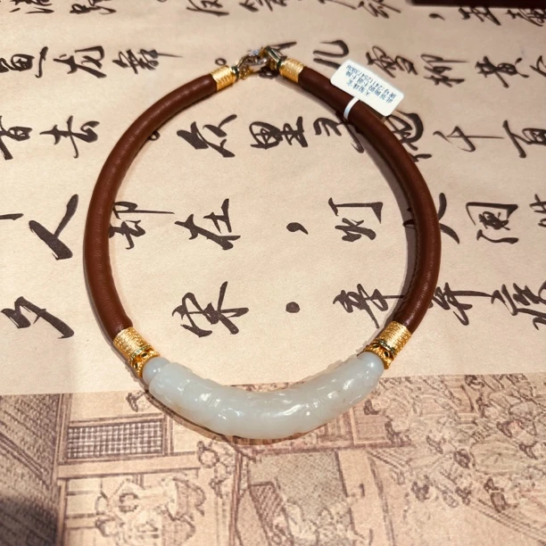 链子925银 纯银玉弯管项链颈圈