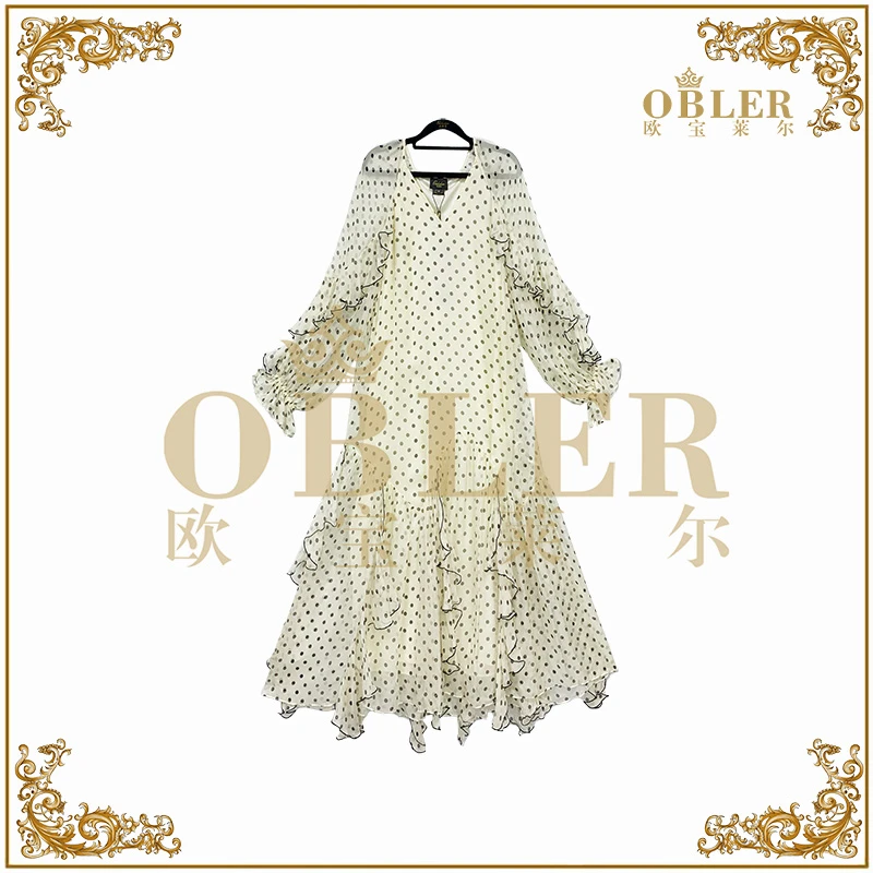 【欧宝莱尔】2025秋装新款时尚气质连衣裙61-2535雨露