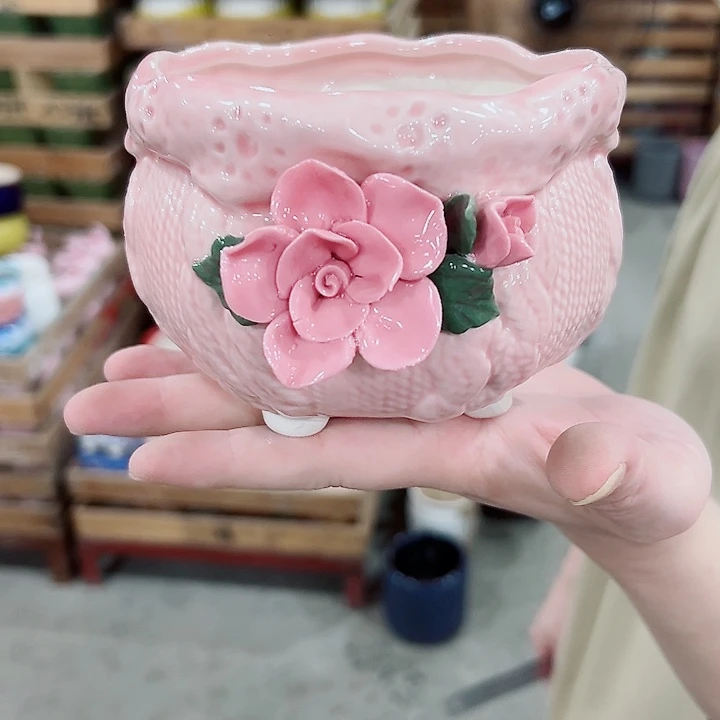 有孔.凑满10元发货多肉陶瓷花盆！