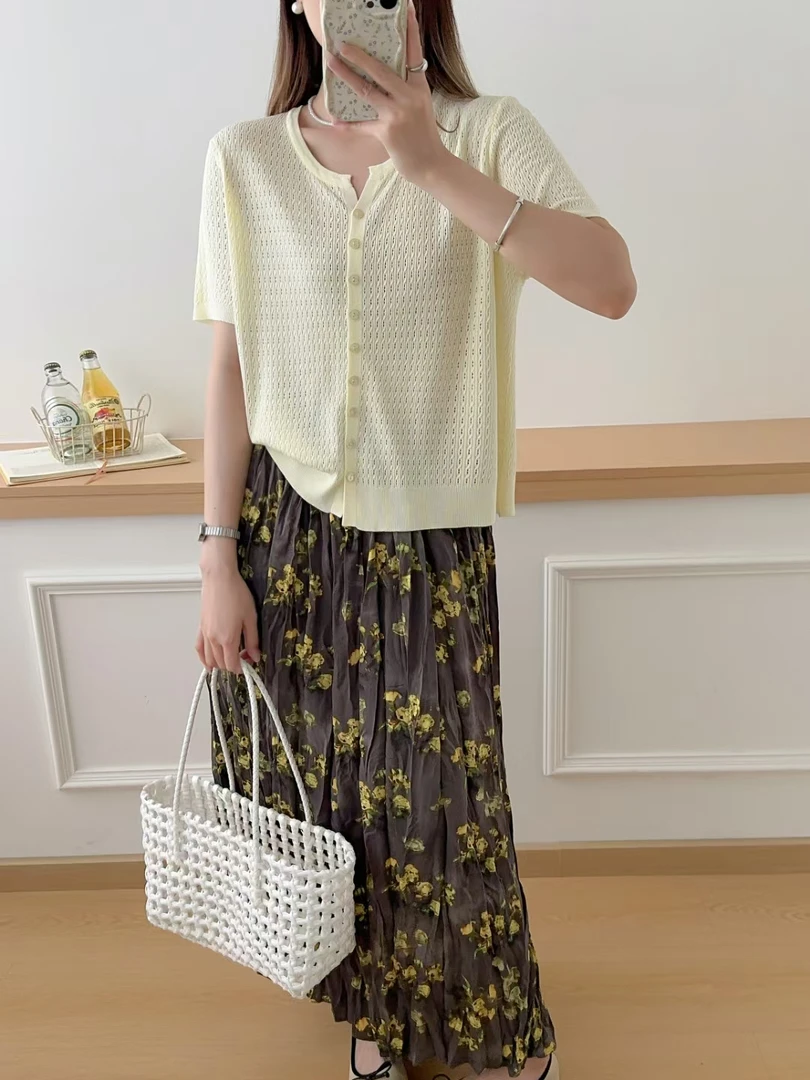 冰麻显瘦气质白色宽松